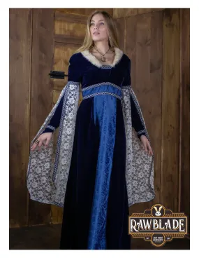 Robe Médiévale Courtisane Aura - Bleu ⚔️ Boutique Épées