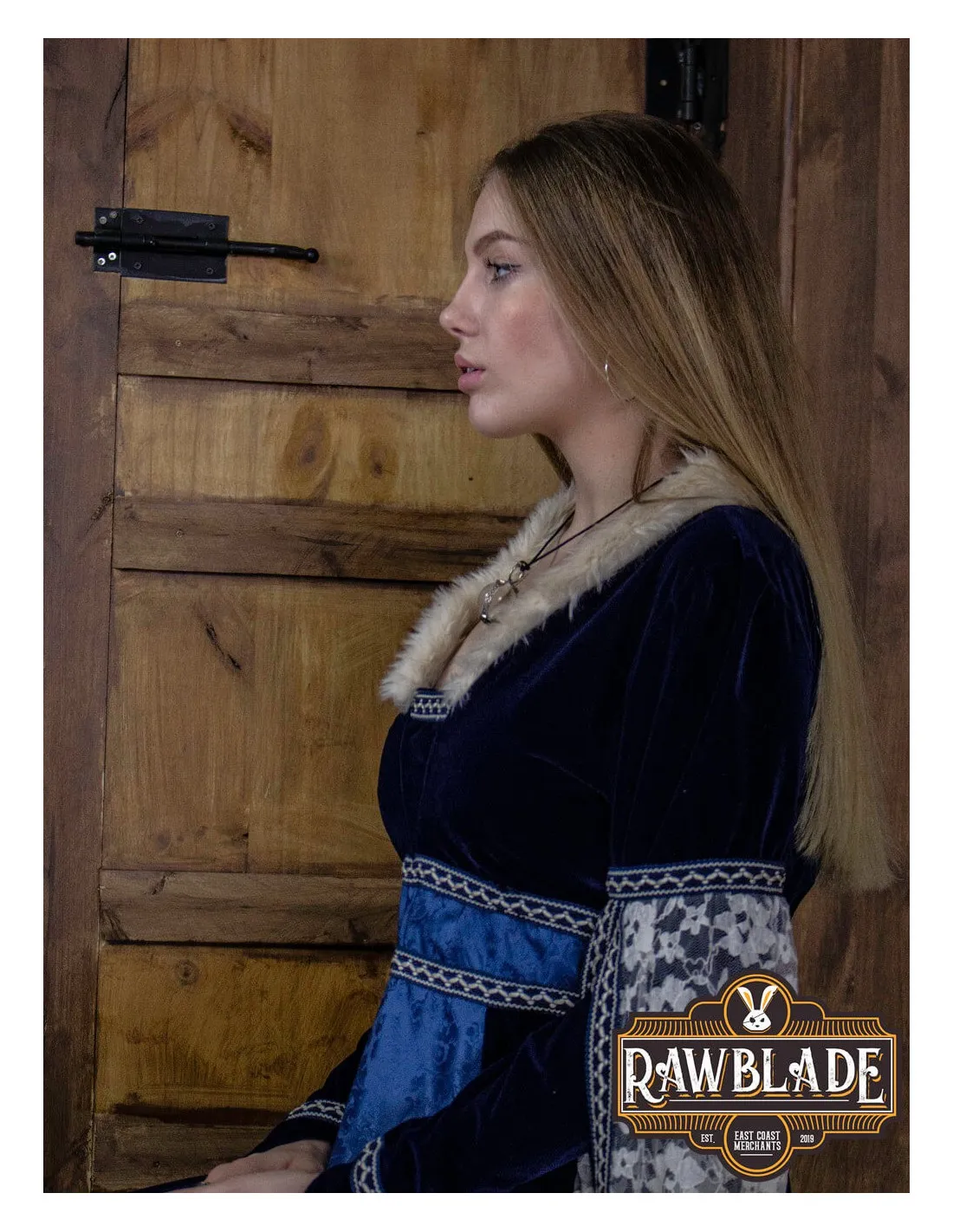 Robe Médiévale Courtisane Aura - Bleu ⚔️ Boutique Épées