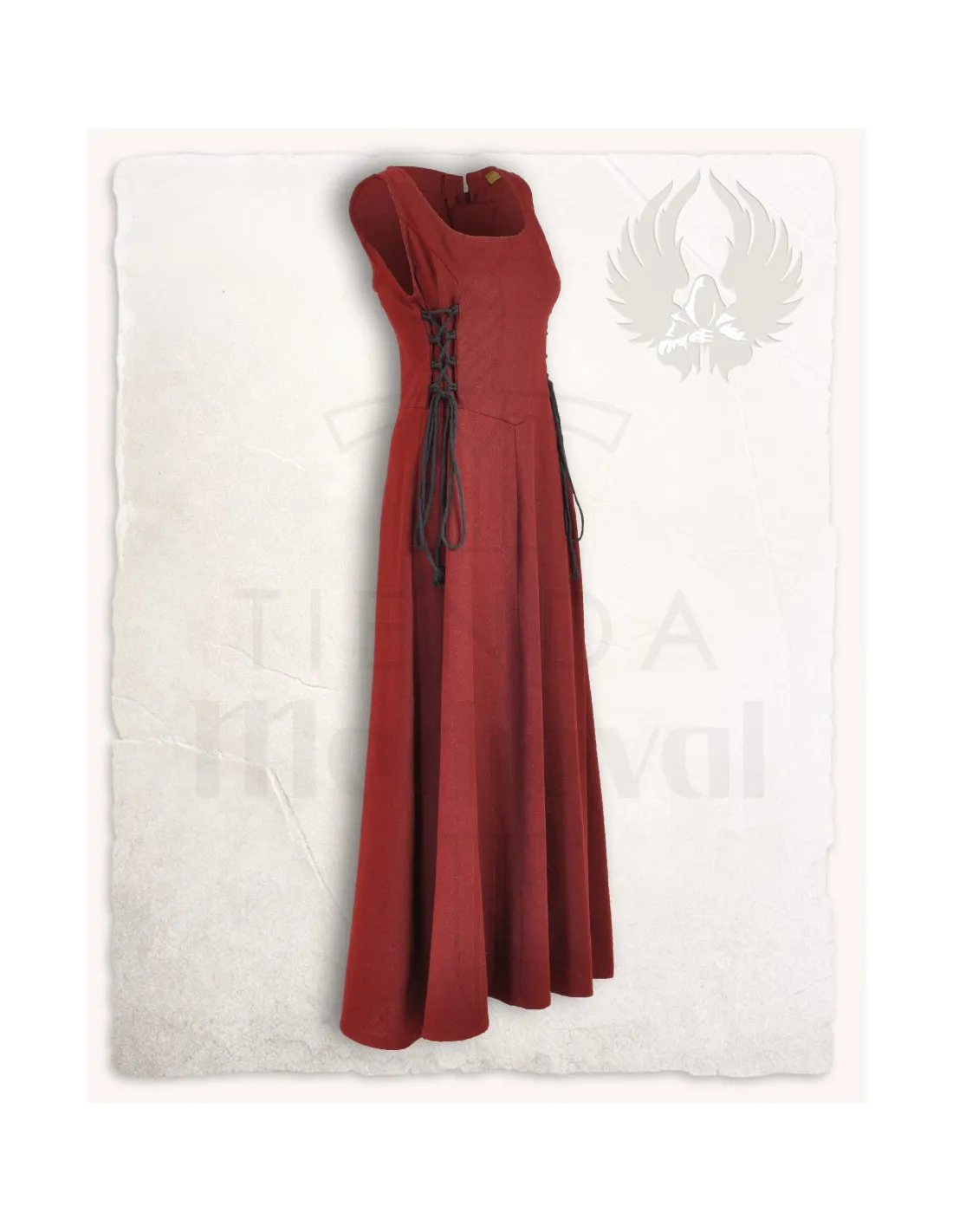 Robe médiévale en toile modèle Uma, bordeaux ⚔️ Tienda-Medieval - ⚔️ Boutique-Epees