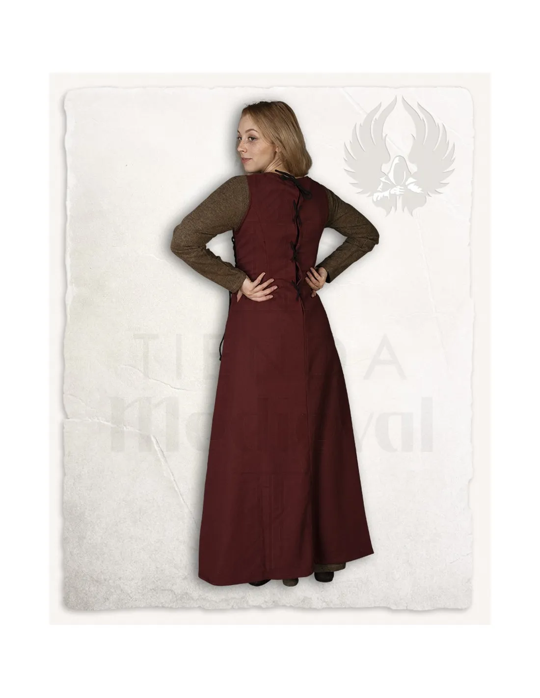 Robe médiévale en toile modèle Uma, bordeaux ⚔️ Tienda-Medieval - ⚔️ Boutique-Epees