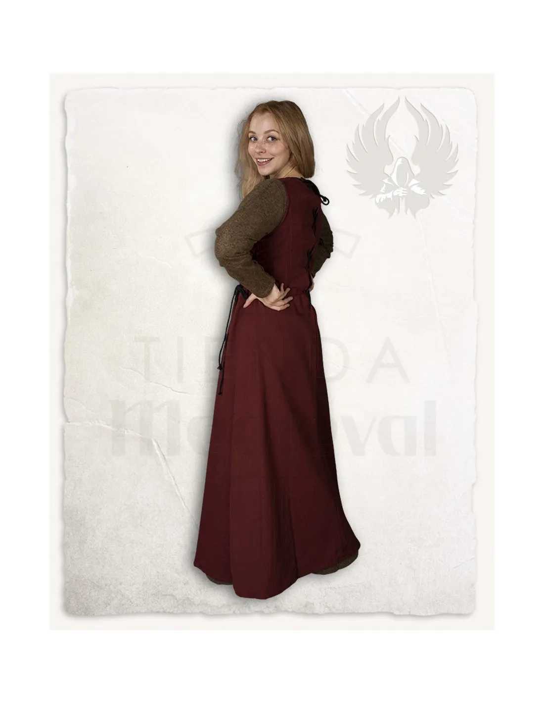 Robe médiévale en toile modèle Uma, bordeaux ⚔️ Tienda-Medieval - ⚔️ Boutique-Epees