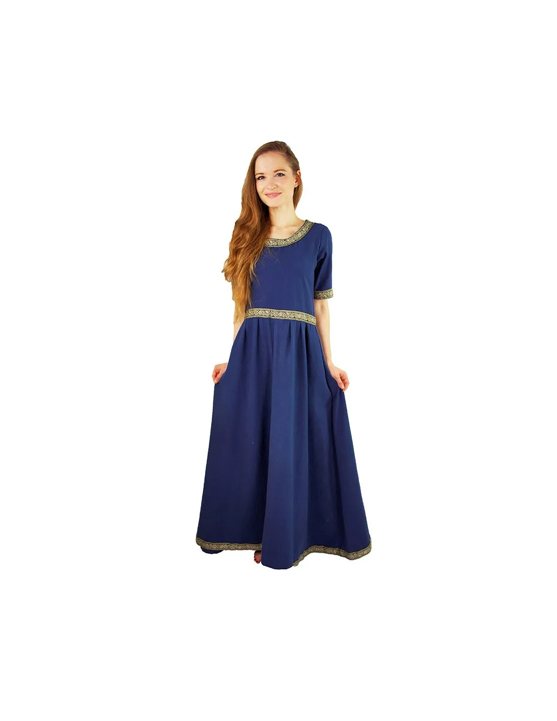 Robe médiévale femme Enin, couleur bleu ⚔️ Boutique Épées