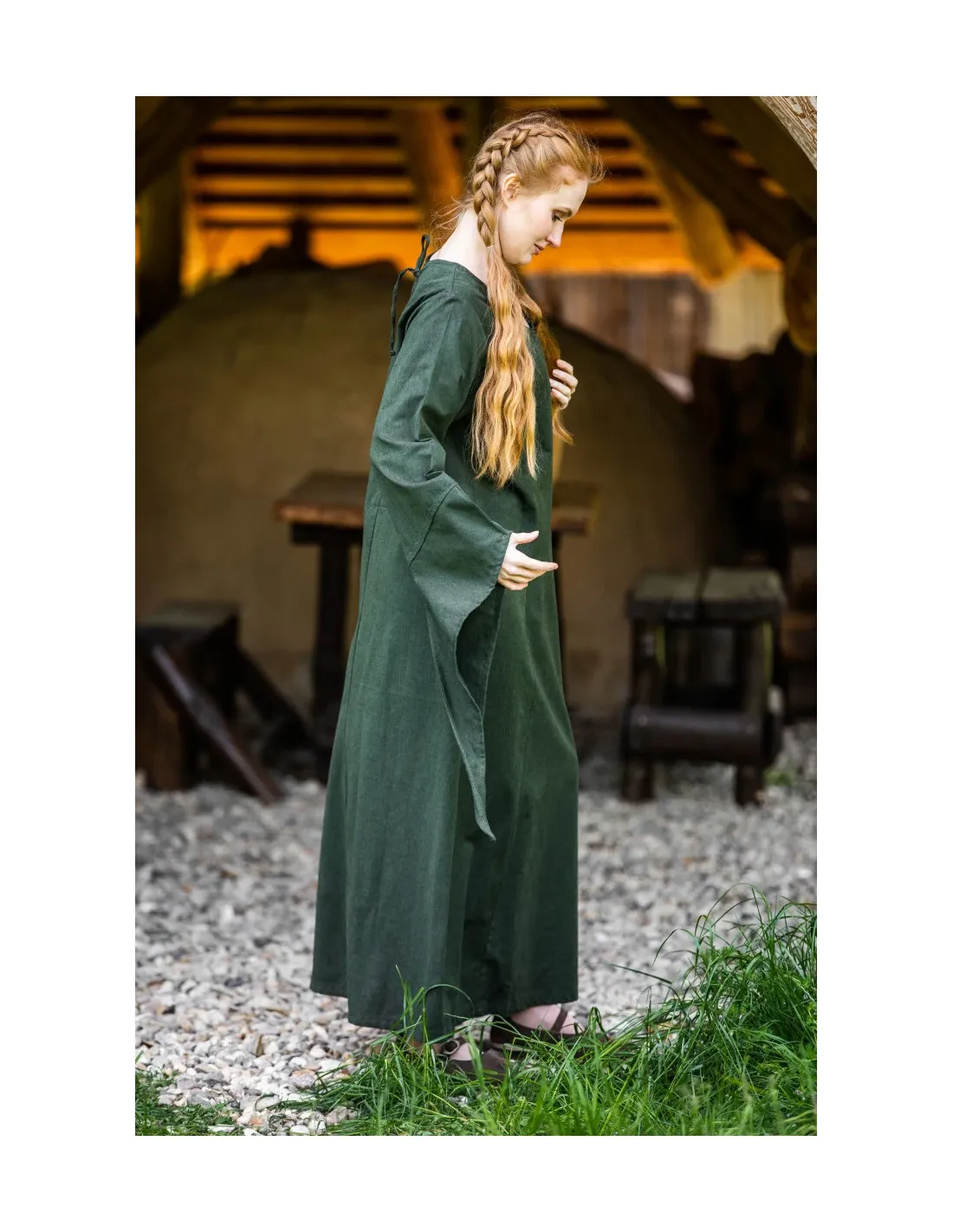 Robe médiévale modèle Marian, vert ⚔️ Boutique Épées