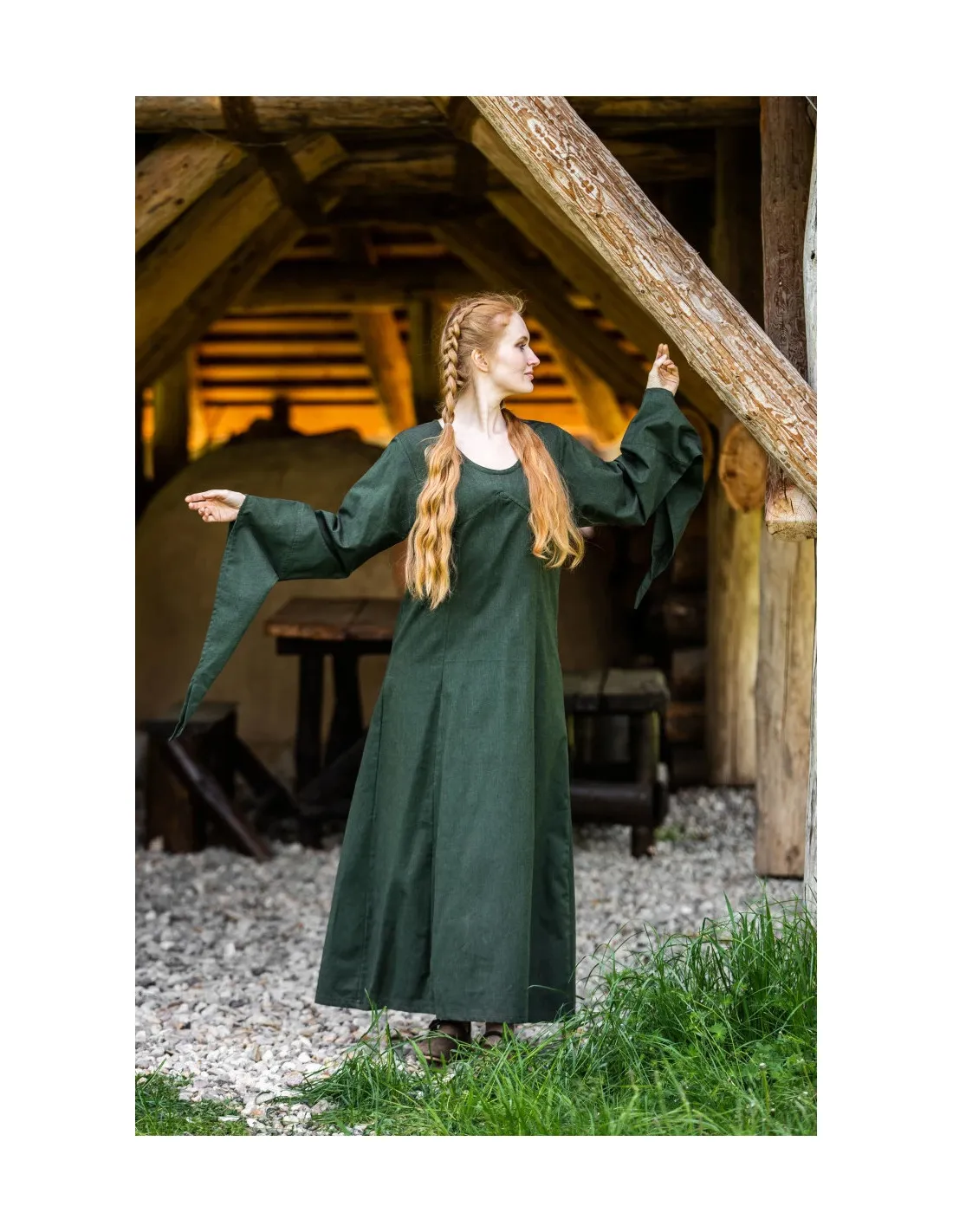 Robe médiévale modèle Marian, vert ⚔️ Boutique Épées