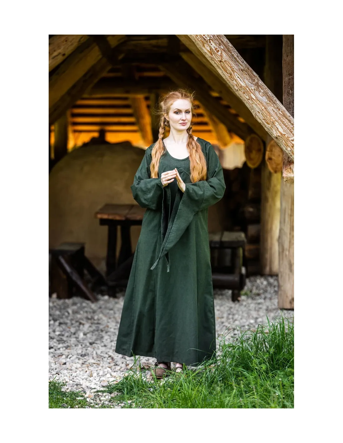 Robe médiévale modèle Marian, vert ⚔️ Boutique Épées