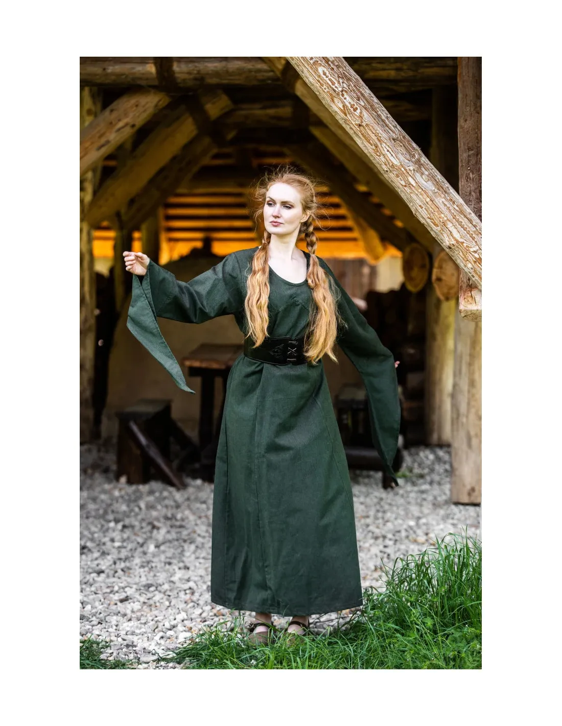 Robe médiévale modèle Marian, vert ⚔️ Boutique Épées