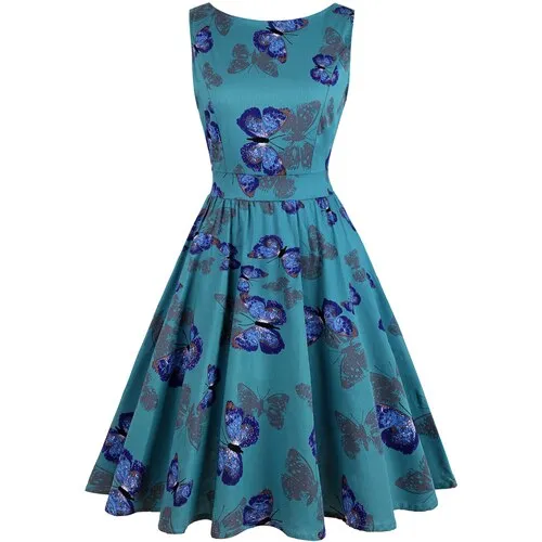 Robe Pin-Up Papillons Bleus