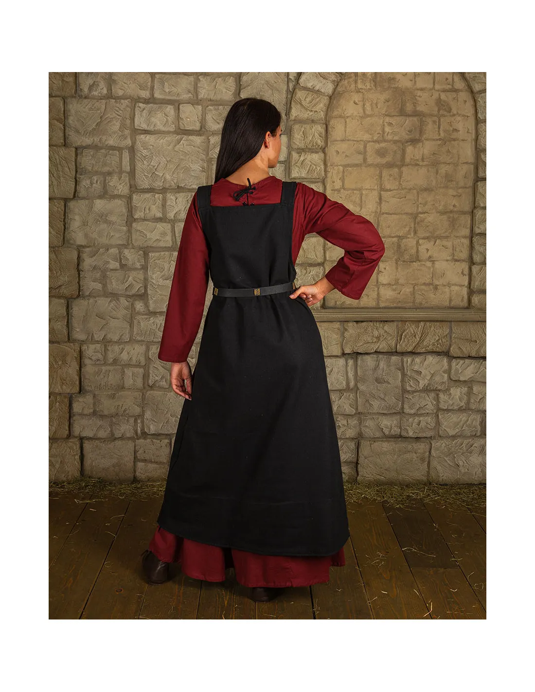 Robe style tablier modèle Lientje, couleur noire ⚔️ Boutique Épées