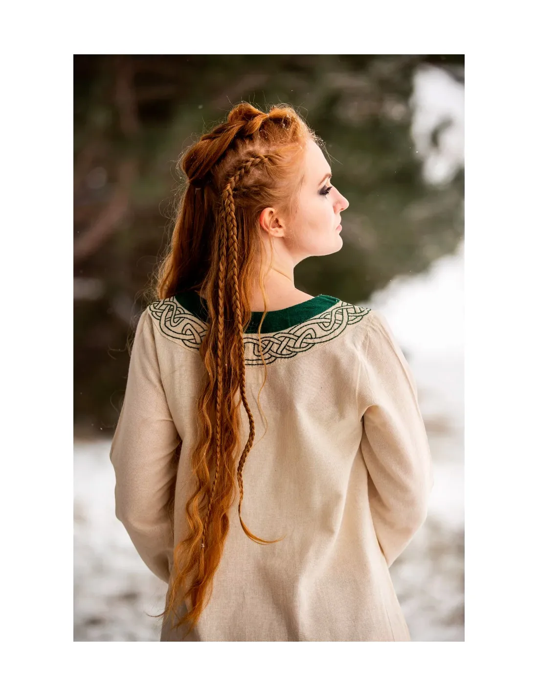 Robe viking modèle Lagertha, vert naturel ⚔️ Boutique Épées