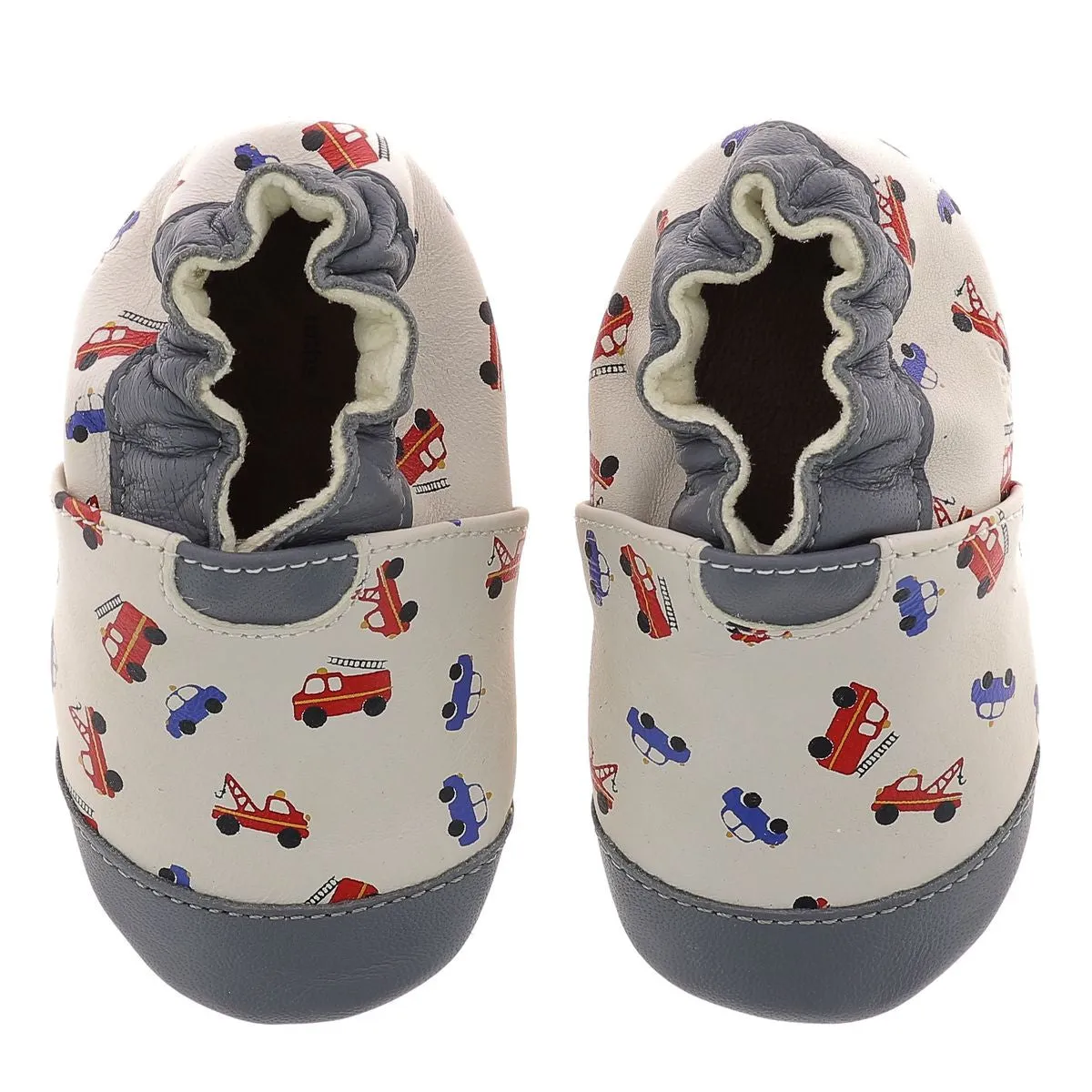 Robeez Chaussons Super Cars Beige Clair Gris Fonce