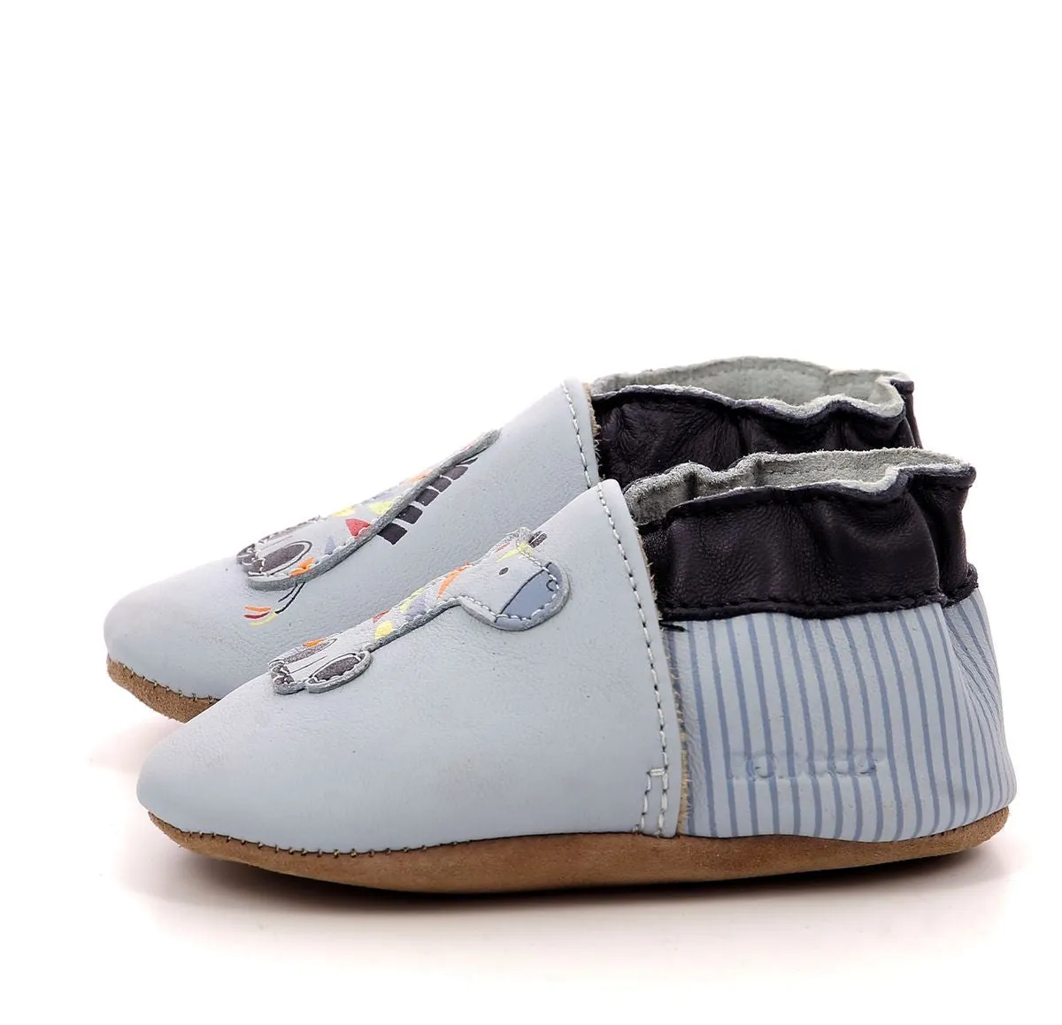 Robeez Chaussons Zebra Rainbow Bleu Clair