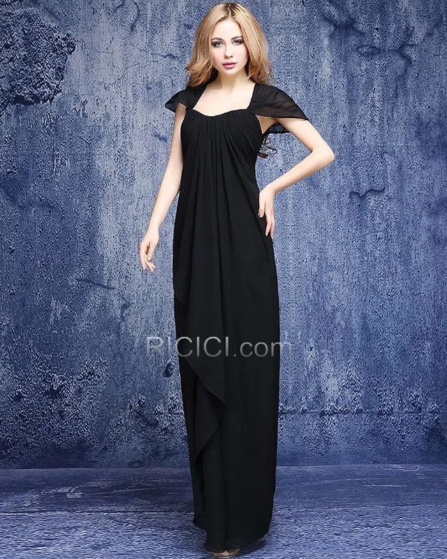 Rouge Élégant Longue Robe Invite De Mariage Volantée Empire Mousseline 2019 Dos Nu Simple