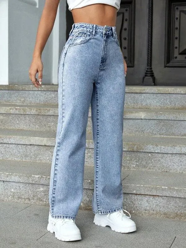 SHEIN EZwear Jean droit taille haute