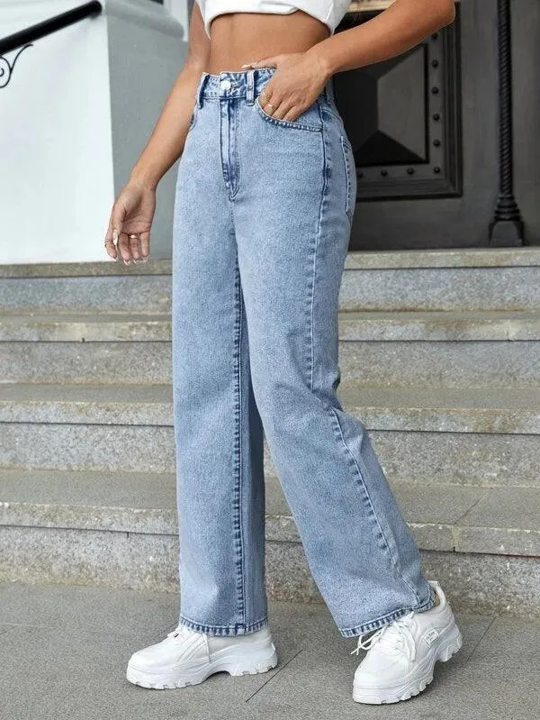 SHEIN EZwear Jean droit taille haute