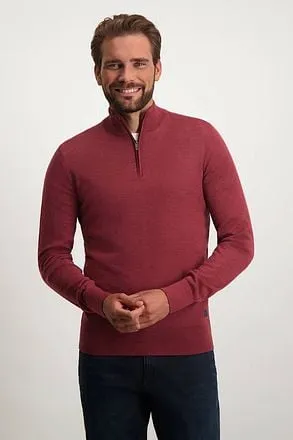 State Of Art Cardigan Demi-Zip Mix Laine Rouge Bordeaux 1312