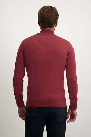 State Of Art Cardigan Demi-Zip Mix Laine Rouge Bordeaux 1312