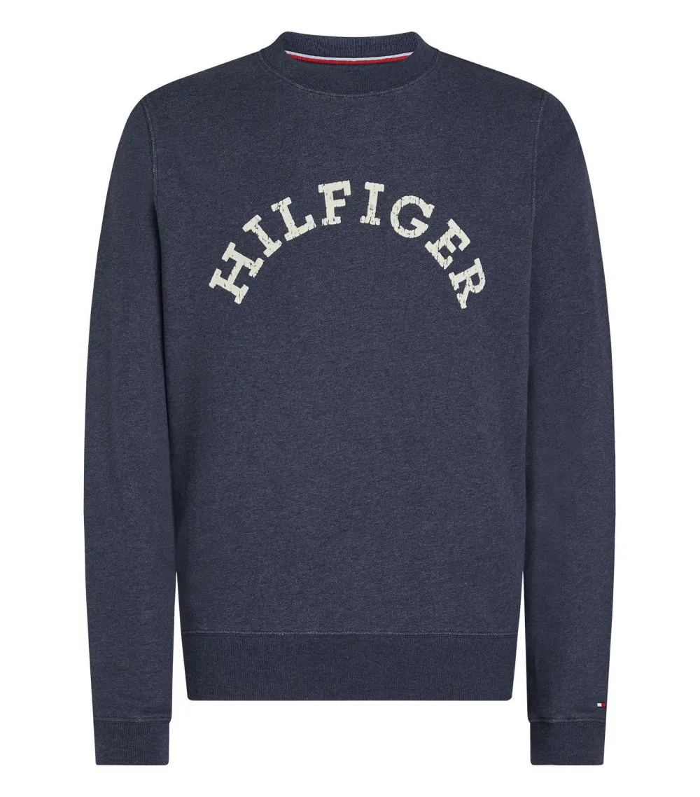 Sweat Tommy Hilfiger coton avec manches longues et col rond  marine