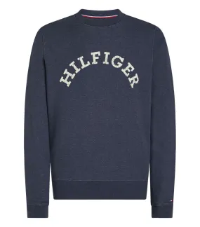 Sweat Tommy Hilfiger coton avec manches longues et col rond  marine