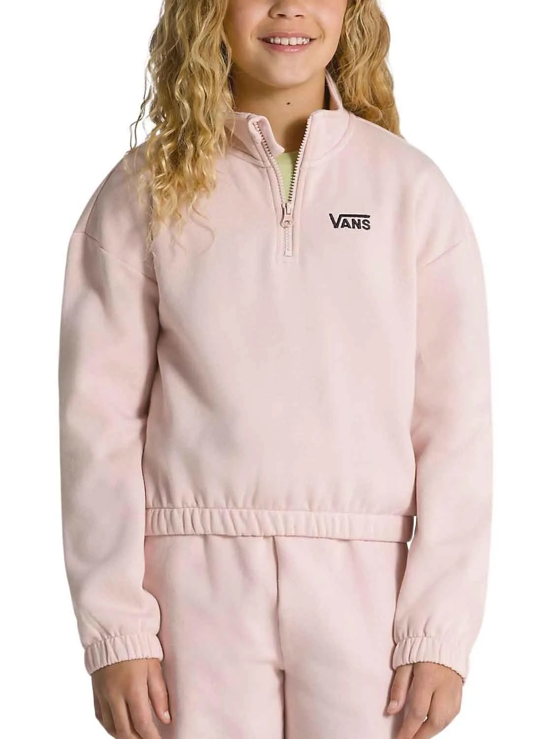 Sweat Vans Half Zip Mock Rose pour Fille