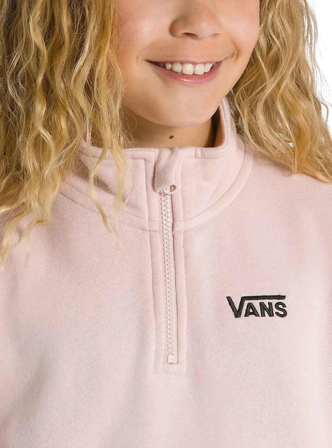 Sweat Vans Half Zip Mock Rose pour Fille