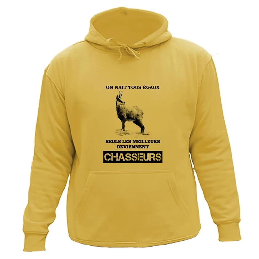 Sweat/pull de chasse Chamois – On naît tous égaux seuls les meilleurs deviennent chasseurs