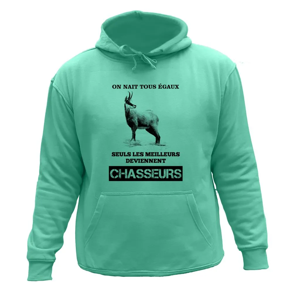 Sweat/pull de chasse Chamois – On naît tous égaux seuls les meilleurs deviennent chasseurs