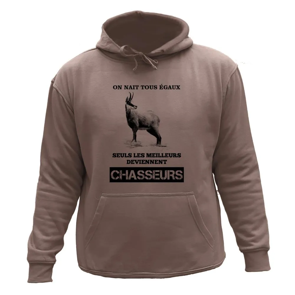 Sweat/pull de chasse Chamois – On naît tous égaux seuls les meilleurs deviennent chasseurs