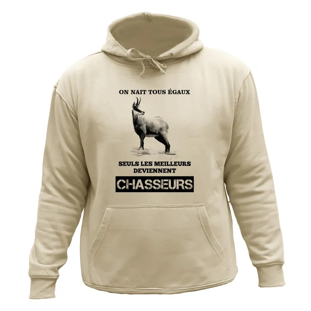 Sweat/pull de chasse Chamois – On naît tous égaux seuls les meilleurs deviennent chasseurs