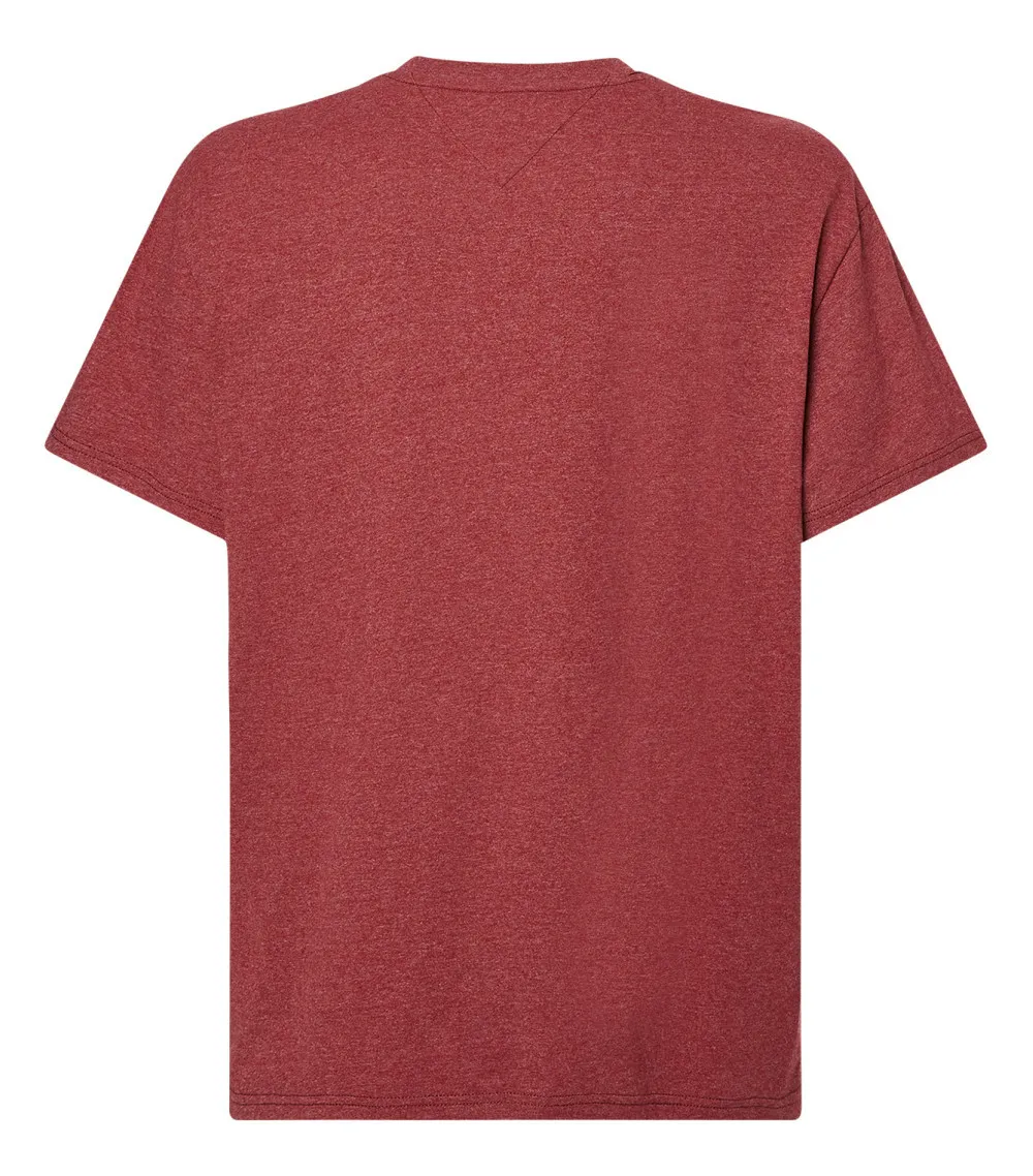 T-shirt col rond Tommy Hilfiger en coton mélangé bordeaux chiné floqué