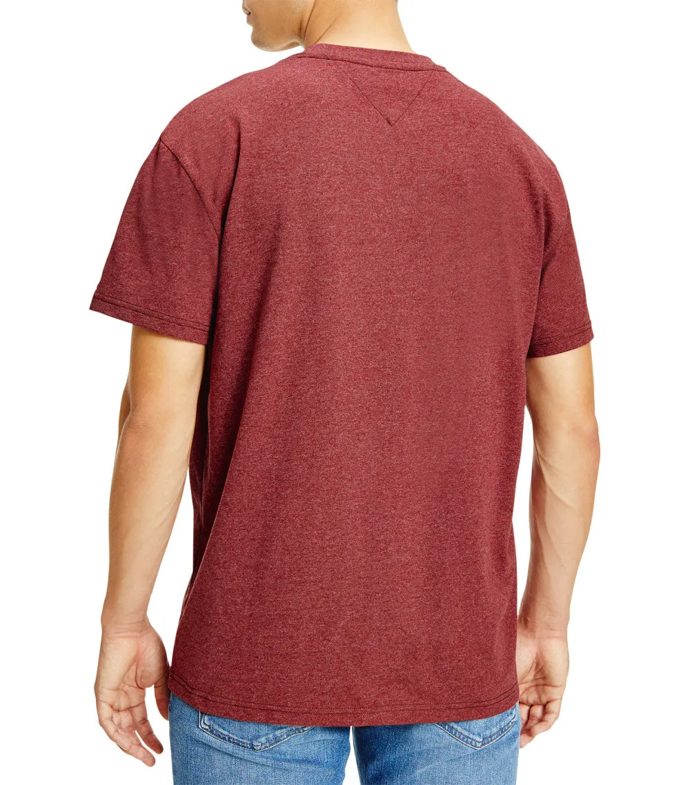 T-shirt col rond Tommy Hilfiger en coton mélangé bordeaux chiné floqué