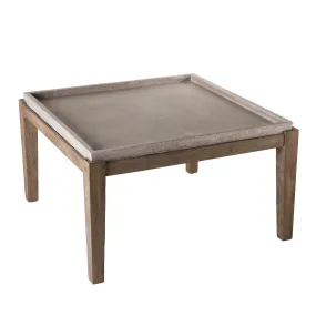 Table basse de jardin carrée béton 83x83 cm pieds en bois Acacia | 3 Suisses