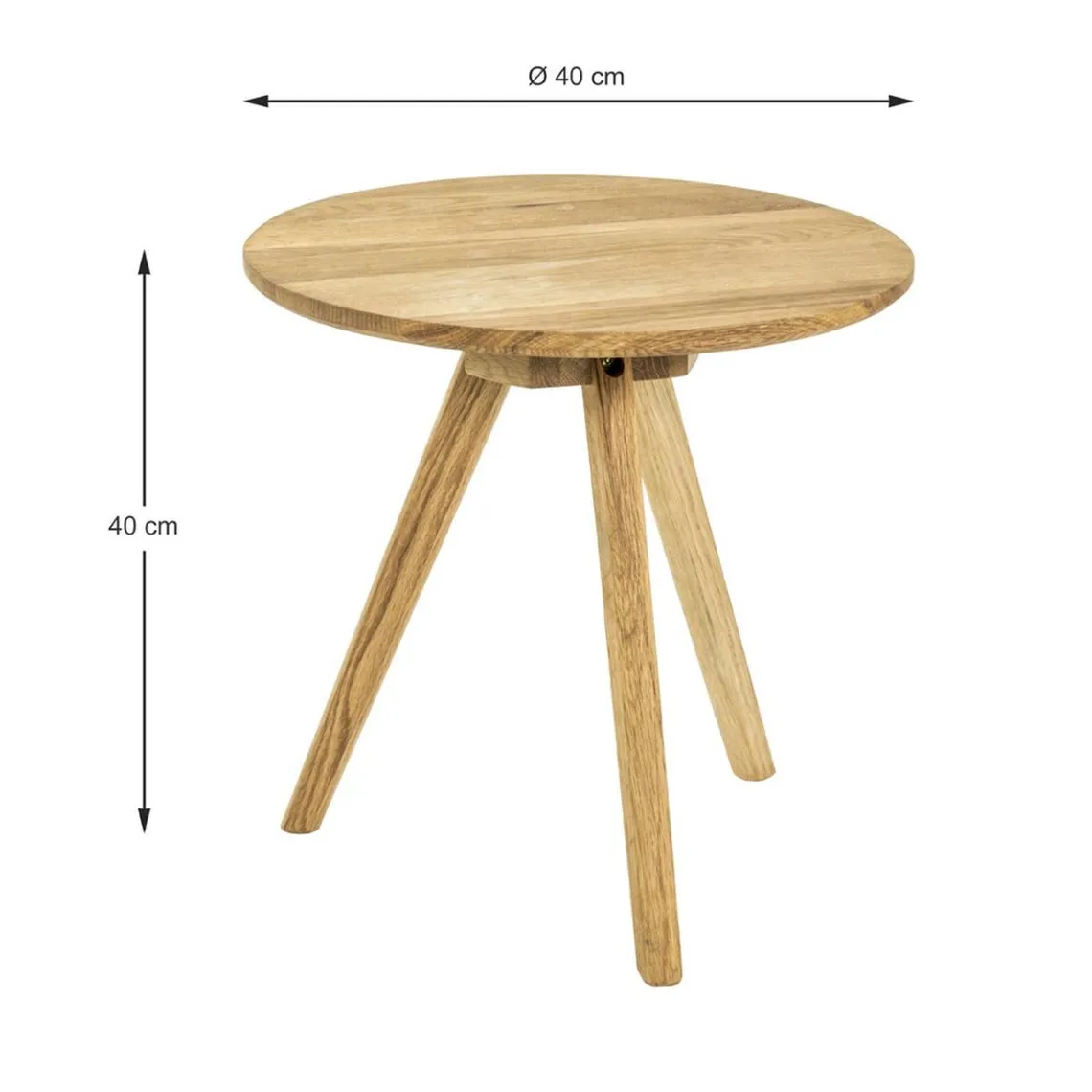 Table d'appoint ronde avec structure et plateau en Bois massif chêne | 3 Suisses