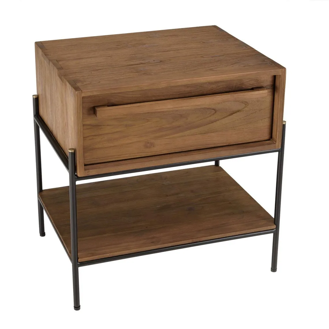 Table de chevet 1 niche bois de teck recyclé  | 3 Suisses