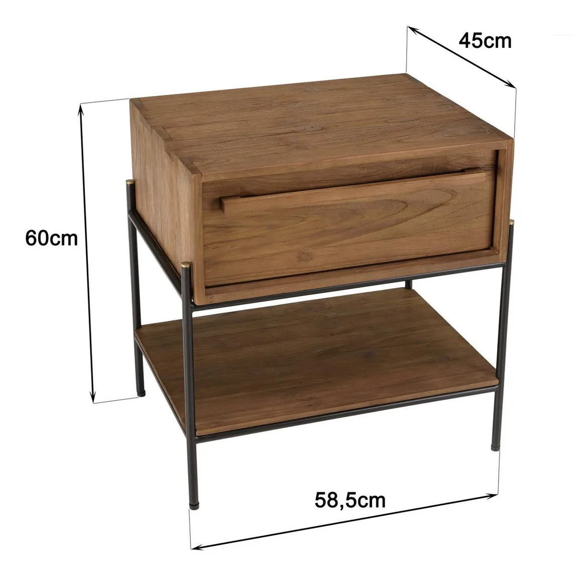 Table de chevet 1 niche bois de teck recyclé  | 3 Suisses