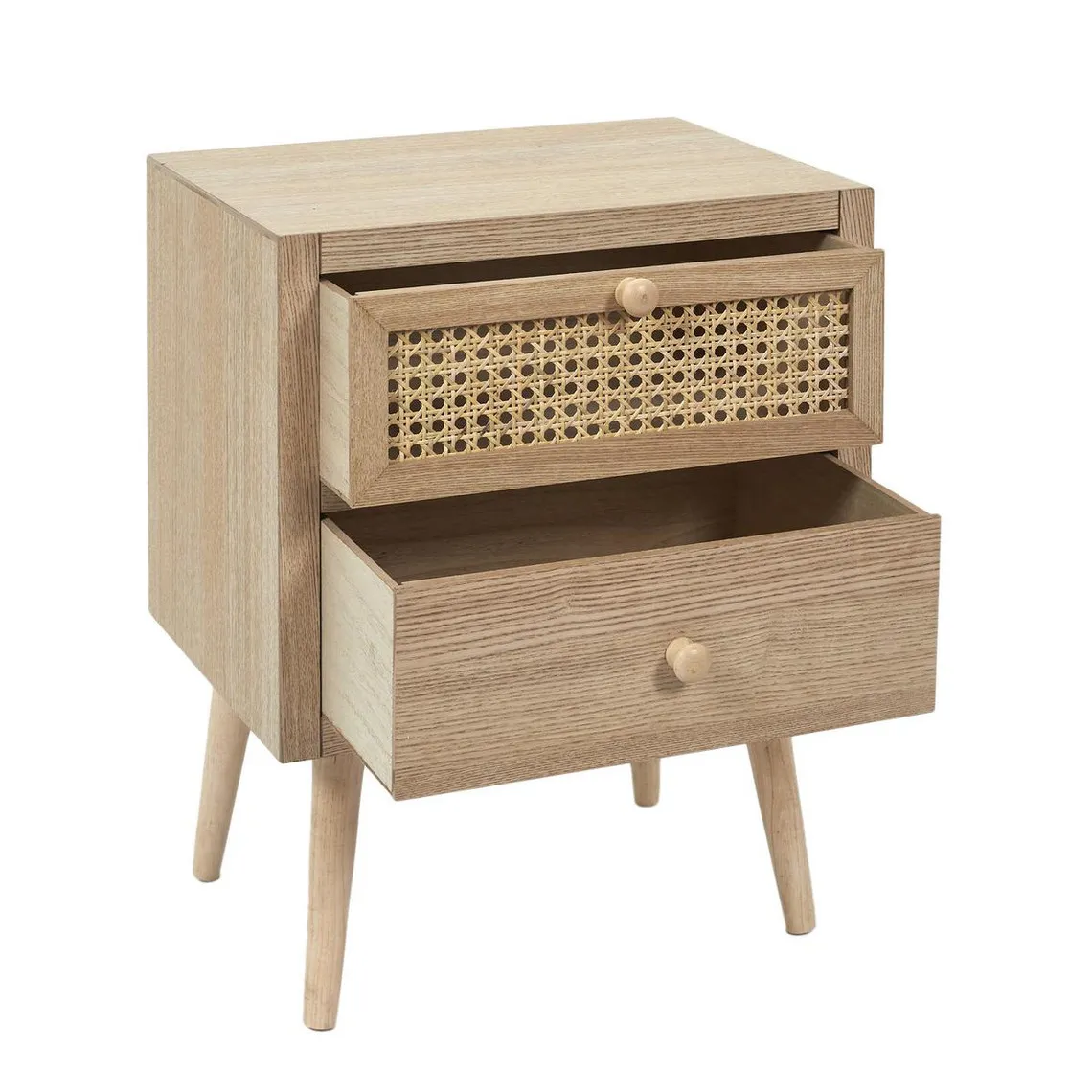 Table de Chevet CANNAGE 2 Tiroirs Bois | 3 Suisses