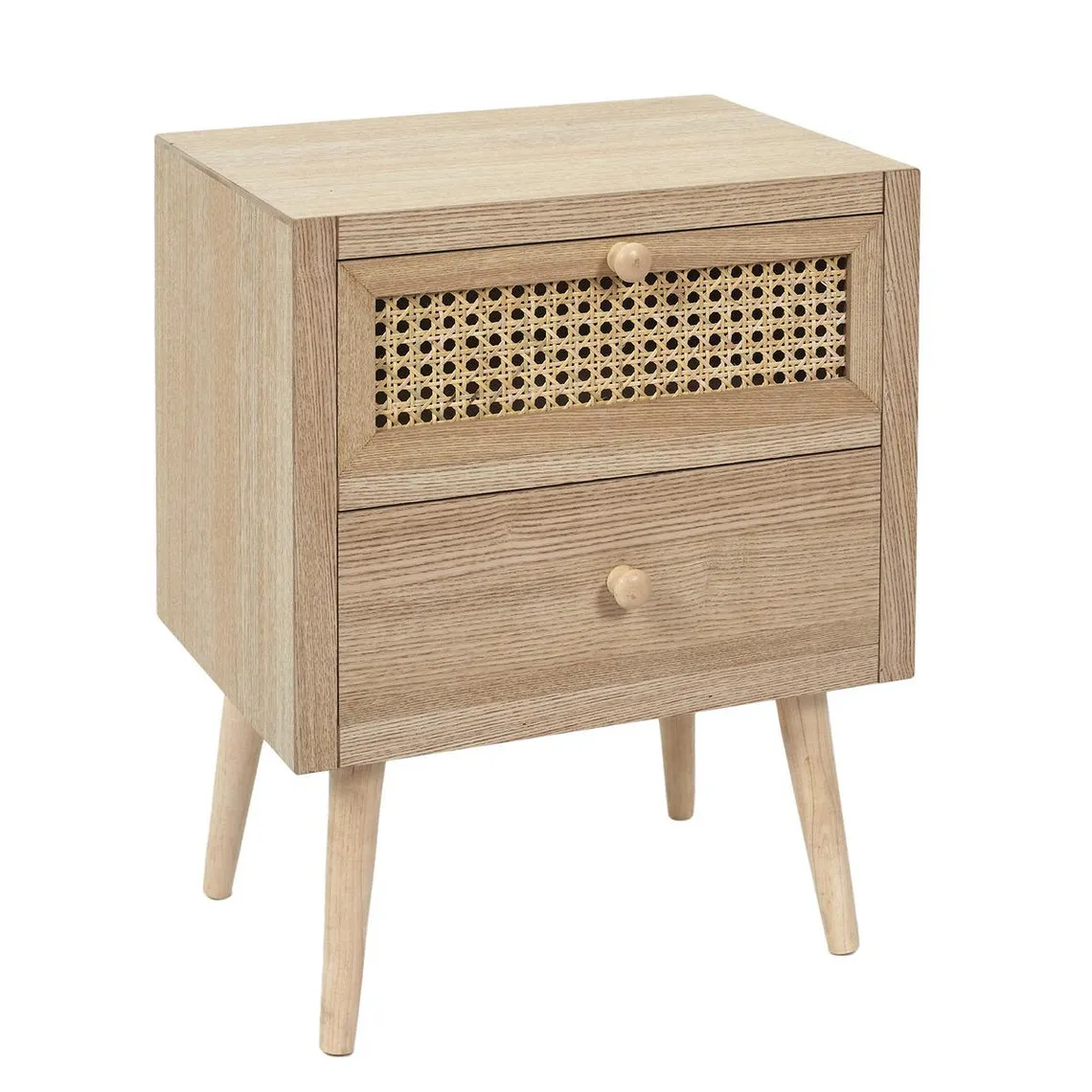 Table de Chevet CANNAGE 2 Tiroirs Bois | 3 Suisses