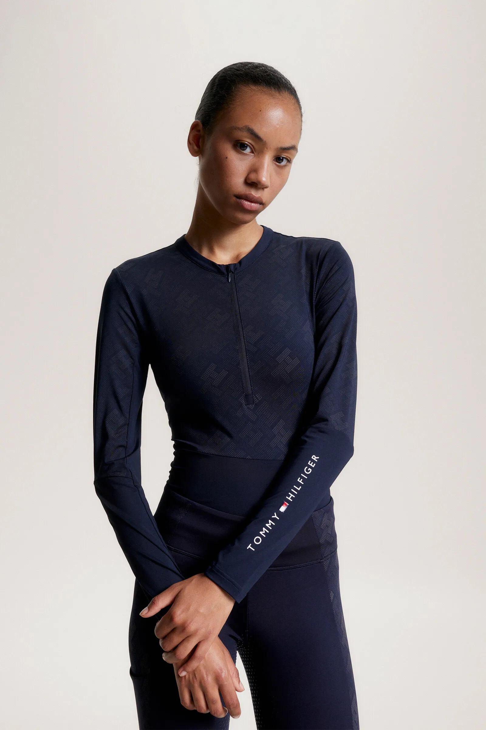 Tommy Hilfiger Equestrian Cologne Haut d'entraînement à manches longues 1/4 zip réfléchissant