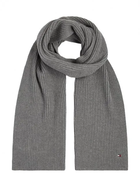 Tommy Hilfiger Essential Flag Écharpe En Coton Gris Moyen Chiné - Achetez À Prix Outlet!