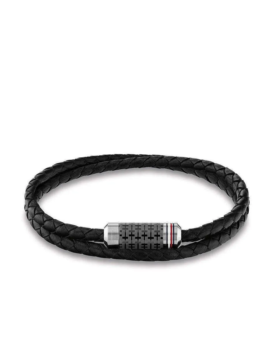 Tommy Hilfiger Td Wrap Braided Bracelet En Cuir Tressé Noir - Achetez À Prix Outlet!