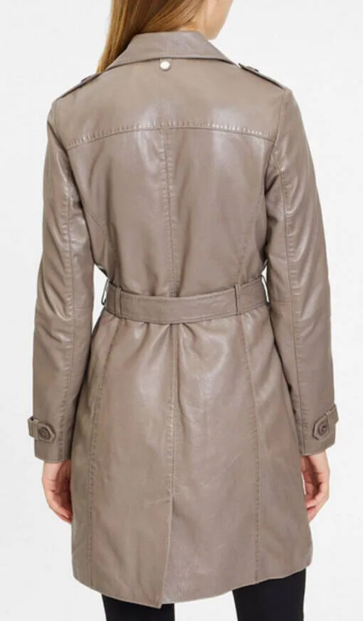 Trois quart cuir femme taupe