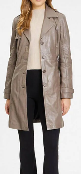 Trois quart cuir femme taupe