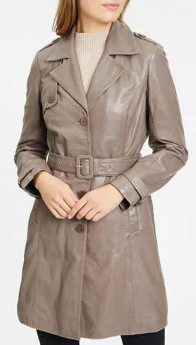 Trois quart cuir femme taupe