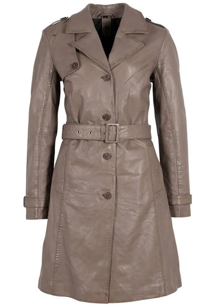 Trois quart cuir femme taupe