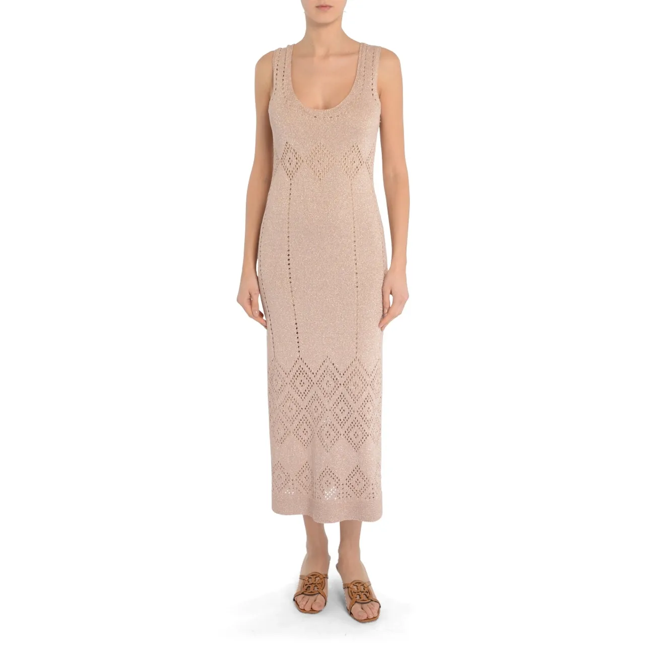 Twinset Robe midi en lamé rose 