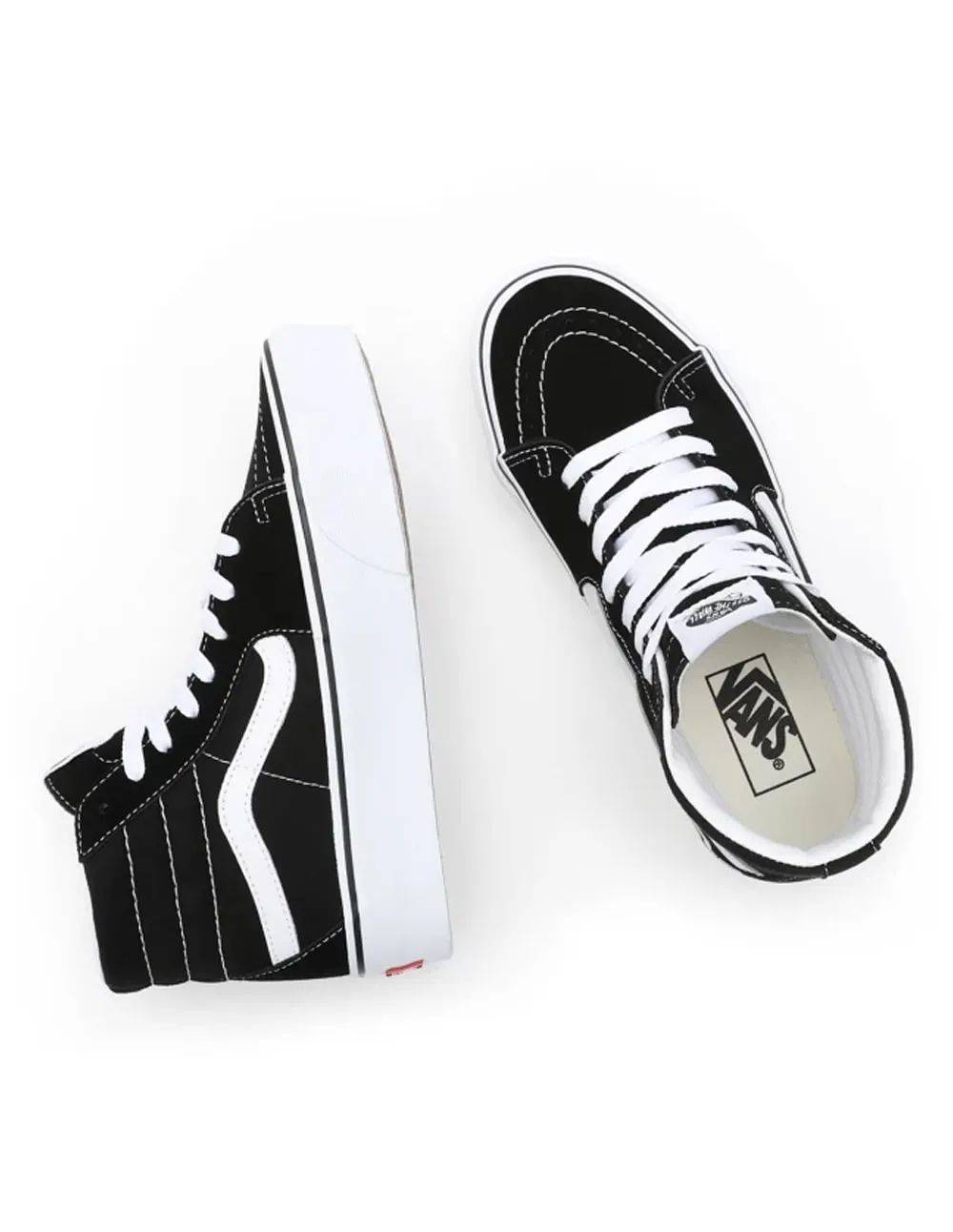 Vans SK8-HI 2.0 de Ante con Plataforma Negras y Blancas Mujer