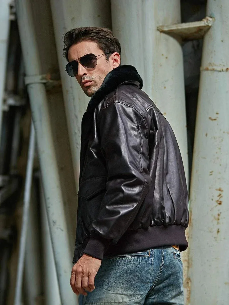 Velocity - Blouson Moto en Cuir PU Vintage légant