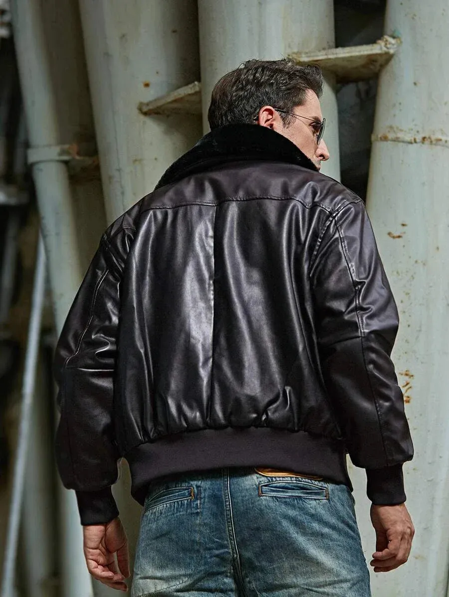 Velocity - Blouson Moto en Cuir PU Vintage légant