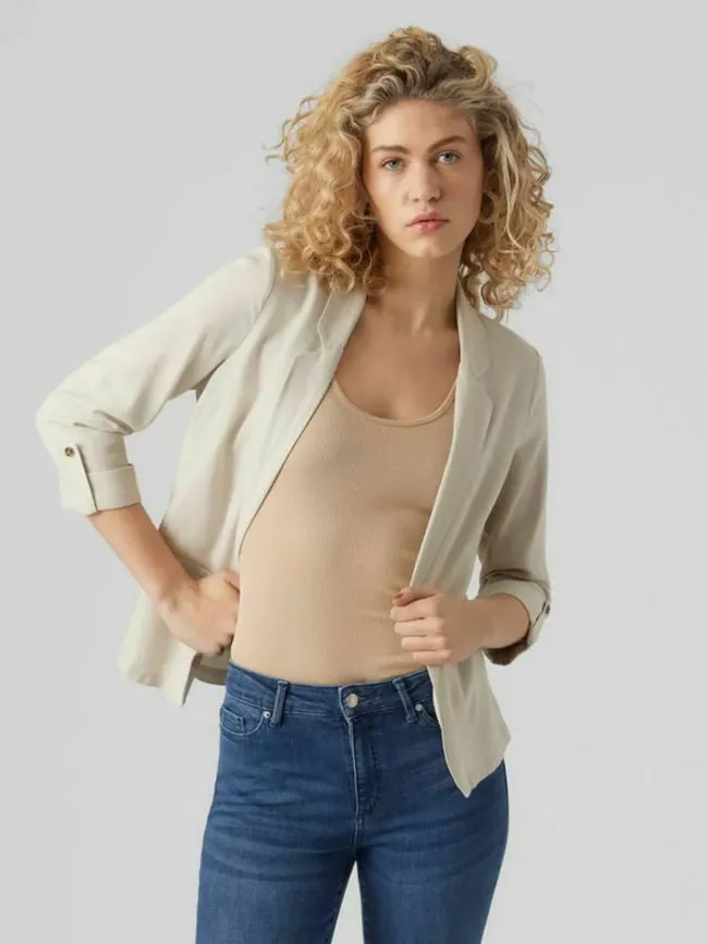 Veste blazer en lin loose milo beige femme - Vero Moda | wimod