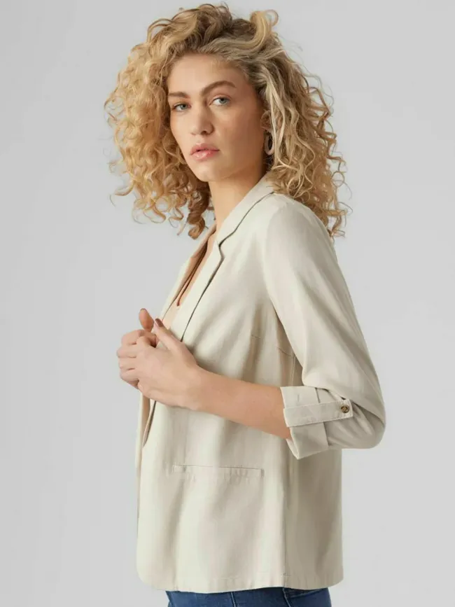 Veste blazer en lin loose milo beige femme - Vero Moda | wimod