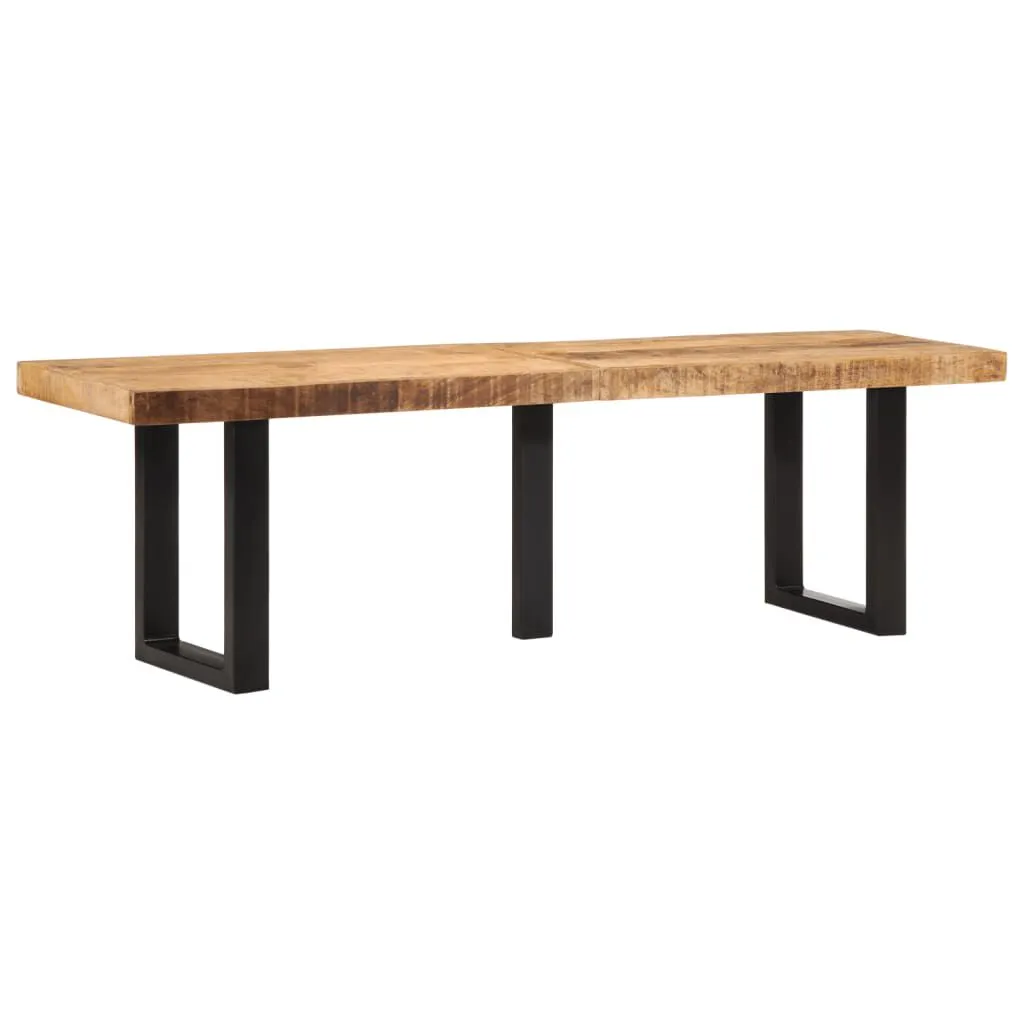 vidaXL Banc 160 cm bois de manguier brut massif et acier | vidaxl-fr